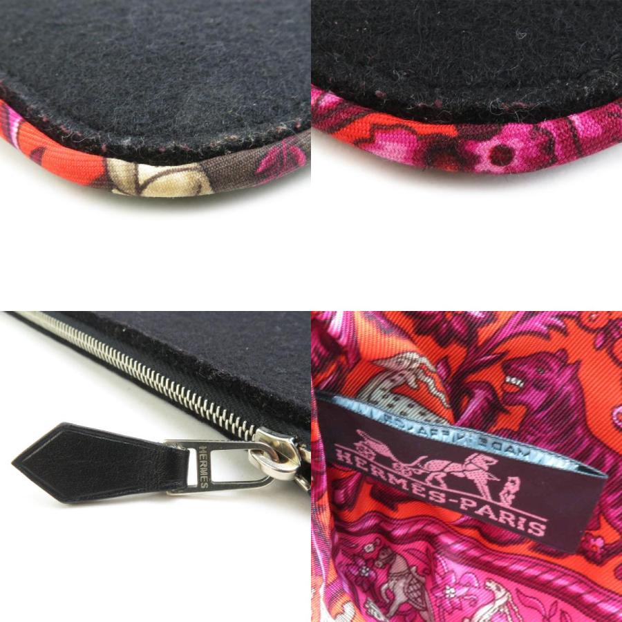 HERMES エルメス ポーチ シルクイン フェルト/シルク ブラック/レッド