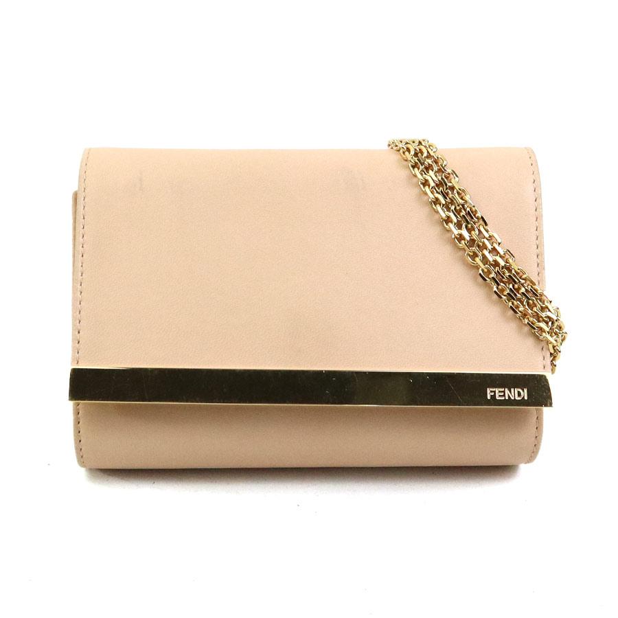 FENDI（フェンディ） 斜め掛けショルダーバッグ レザー/メタル ピンク 