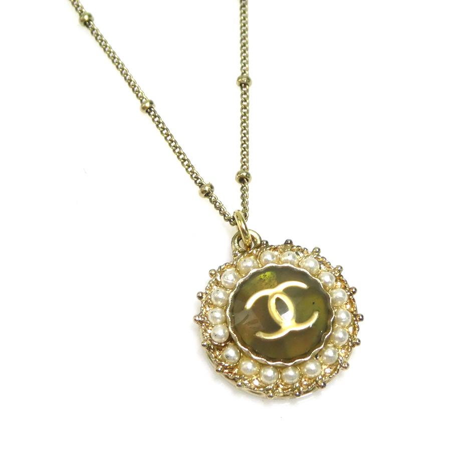 CHANEL シャネル ココマーク ネックレス フェイクパール ゴールド 07P CHANEL（シャネル） ネックレス ココマーク メタル/フェイクパール