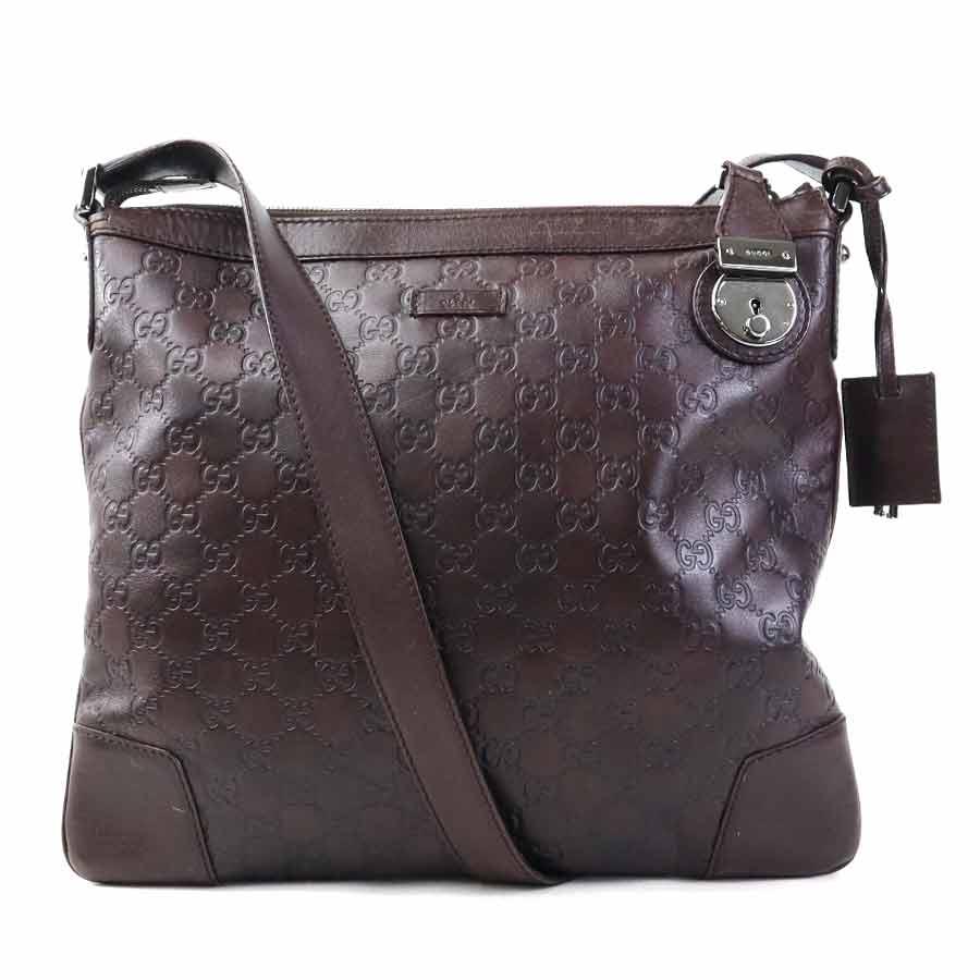 Gucci ブラウン　ショルダーバッグ　グッチ　シマ　メンズ　レディース GUCCI グッチ 斜め掛けショルダーバッグ グッチシマ レザー