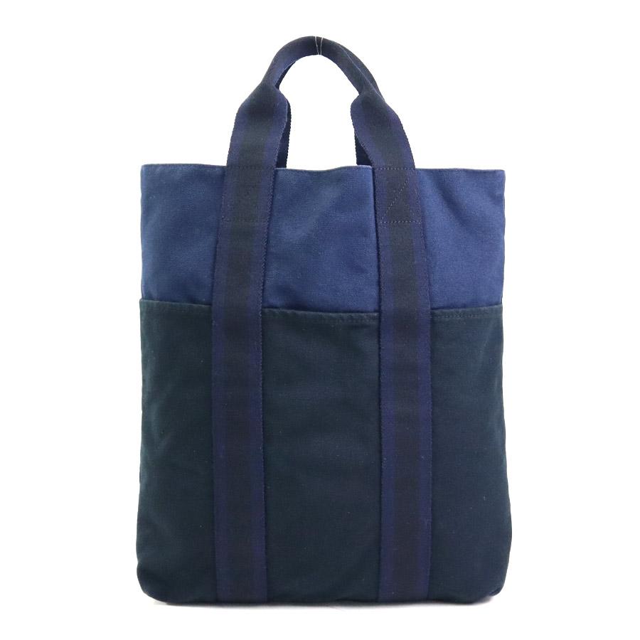 HERMES ネイビー コットン トートバッグ HERMES（エルメス） ハンドバッグ トートバッグ フールトゥ カバス