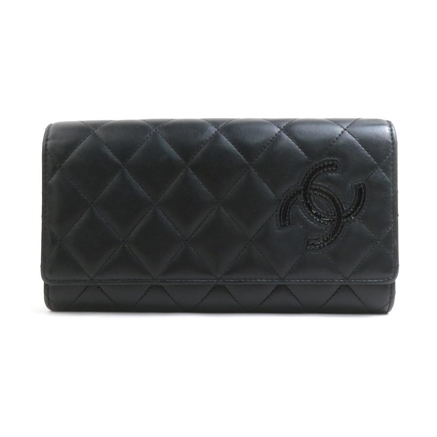 CHANEL シャネル 長財布 シンプリー CC マトラッセ レザー ブラック  