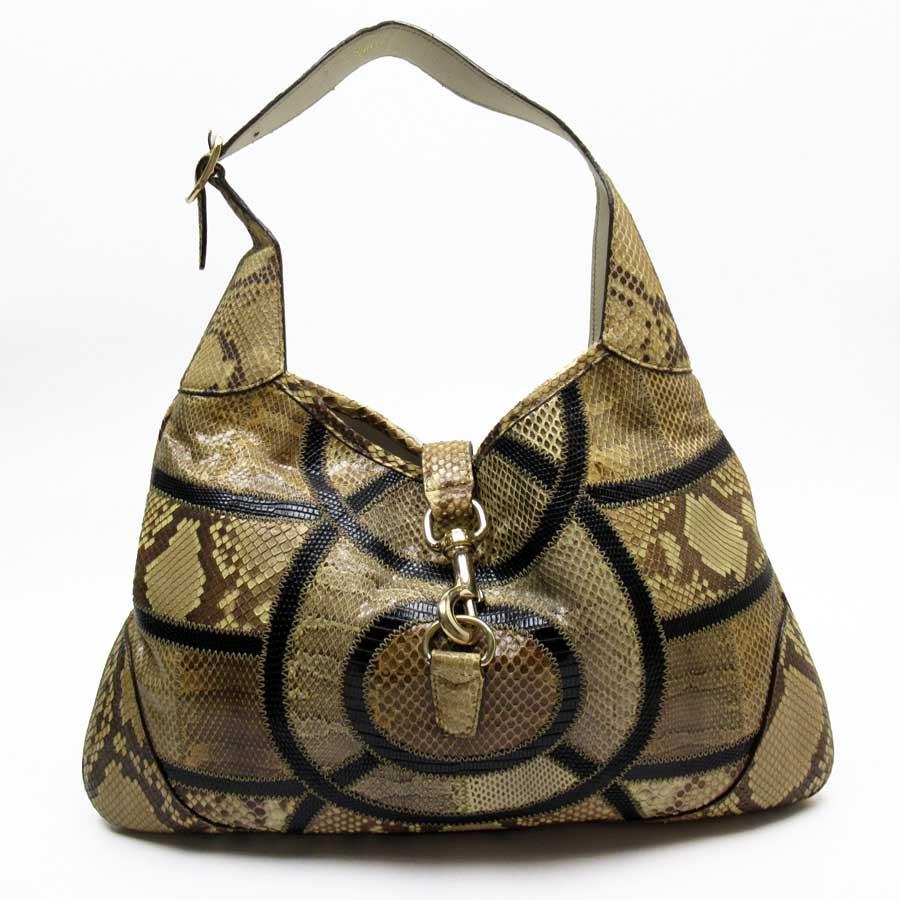 希少品】GUCCI グッチ ショルダーバッグ パイソン 蛇革 ブラウン-