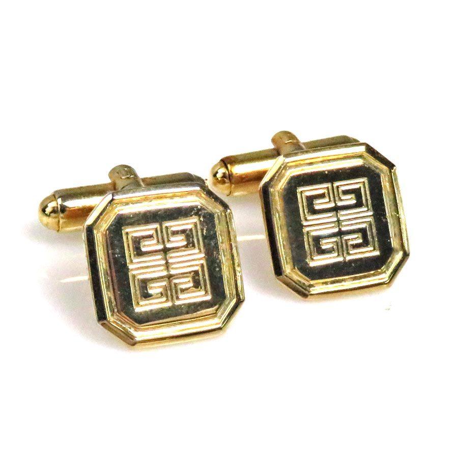 新品未使用品 ジバンシイ 金メッキゴールド ロゴマーク カフリンクス ジバンシィGIVENCHY 4G ロゴ カフス ゴールド 真鍮 金