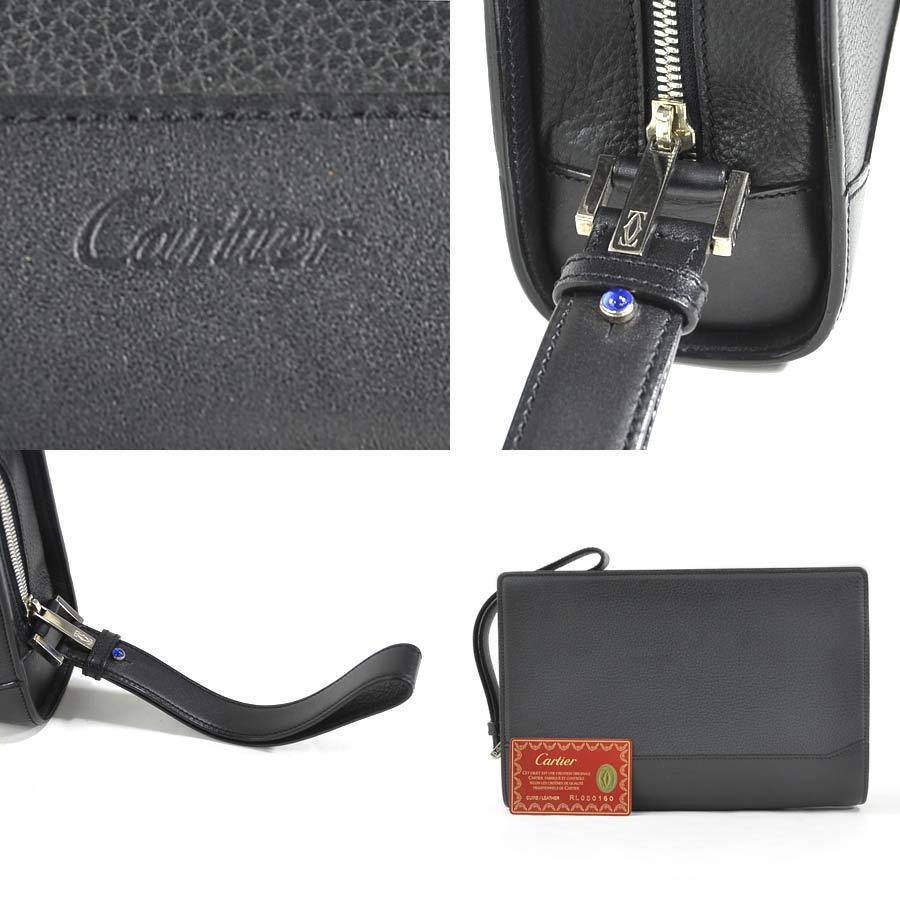 Cartier カルティエ セカンドバッグ カボション レザー ブラック