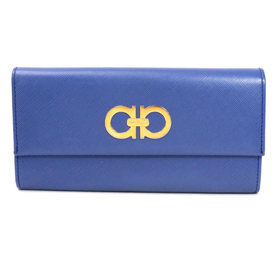 Salvatore Ferragamo 長財布 ネイビー ガンチーニ 高級 GANCINI サルヴァトーレ フェラガモ Salvatore Ferragamo 長財布