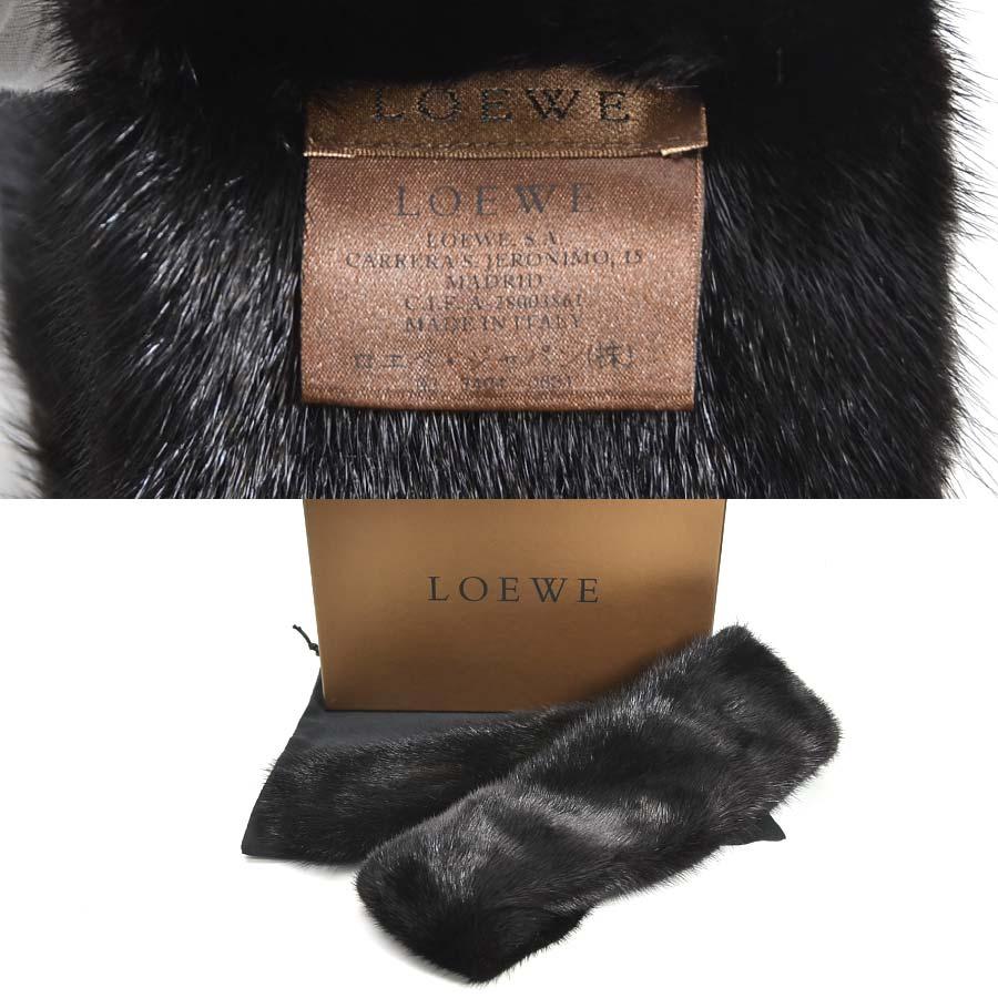 LOEWE ロエベ ティペットマフラーミンク 未使用品 LOEWE（ロエベ） ティペット マフラー ミンク ブラック 定番人気