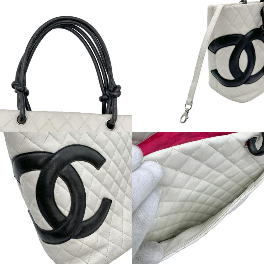 シャネル CHANEL ハンドバッグ トートバッグ  レザー ホワイト×ブラック｜brandvalue-store｜04