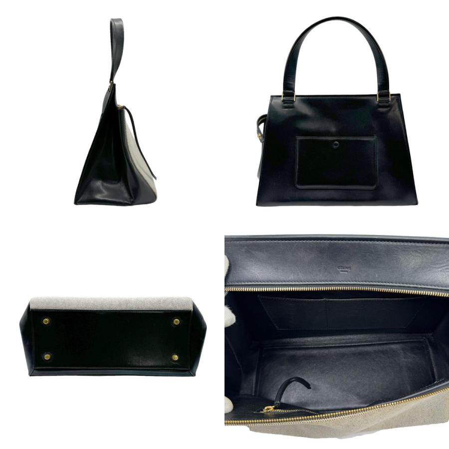 CELINE（セリーヌ） ハンドバッグ エッジ レザー/キャンバス ネイビー