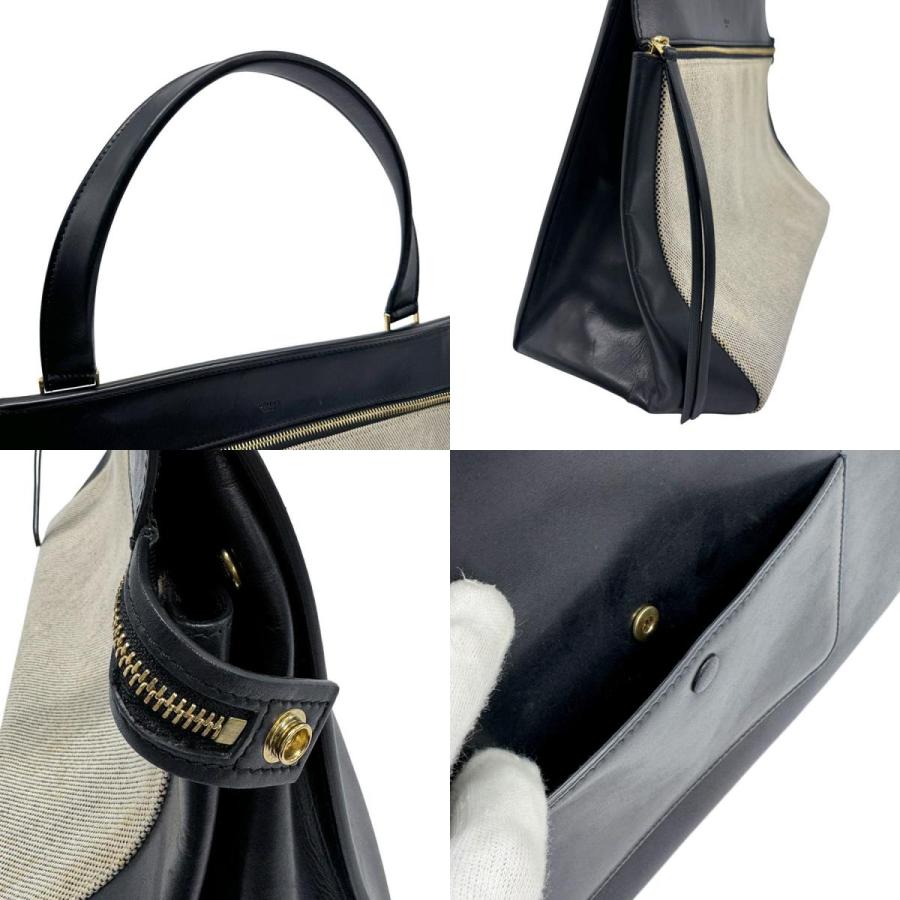 最終値下CELINE セリーヌ エッジ ハンドバッグ ベージュ CELINE（セリーヌ） ハンドバッグ エッジ レザー/キャンバス ネイビー