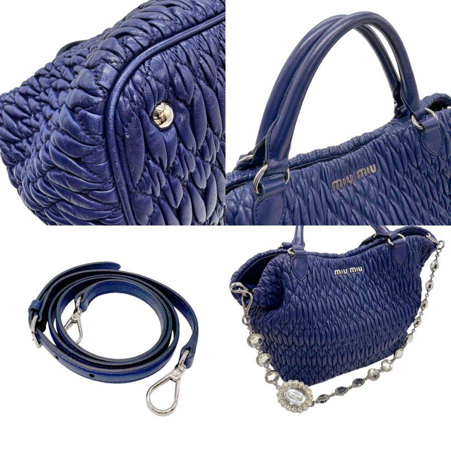 MIUMIU マテラッセ ショルダーバッグ 付属品付き レザー ネイビー miu 