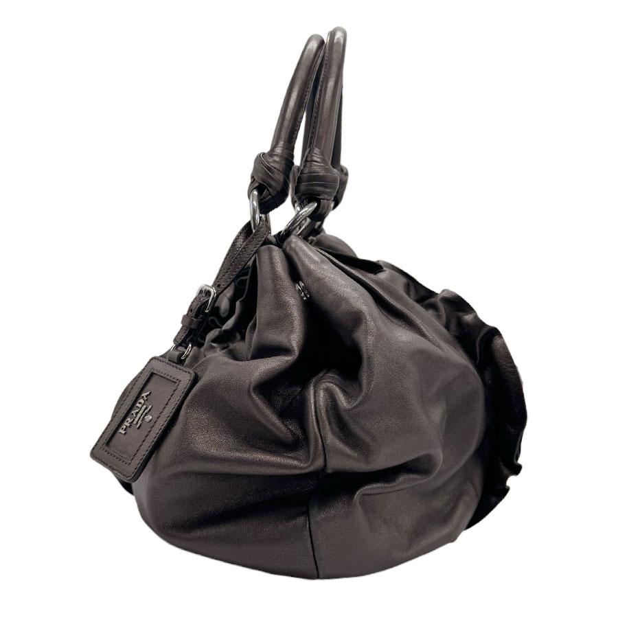 プラダ　ブラウンレザーハンドバッグ PRADA（プラダ） ハンドバッグ レザー メタリックブラウン : ブランド