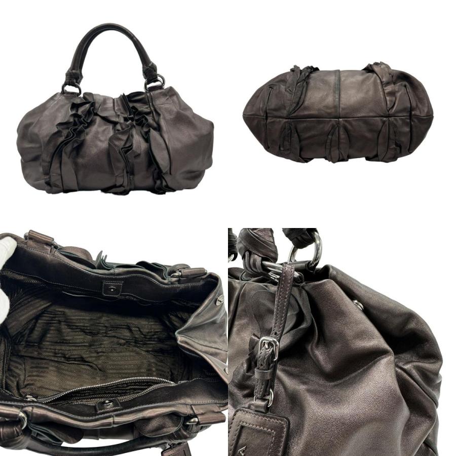 PRADA（プラダ） ハンドバッグ レザー メタリックブラウン : ブランド