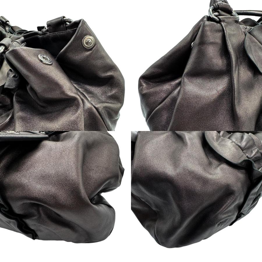 プラダ　ブラウンレザーハンドバッグ PRADA（プラダ） ハンドバッグ レザー メタリックブラウン : ブランド
