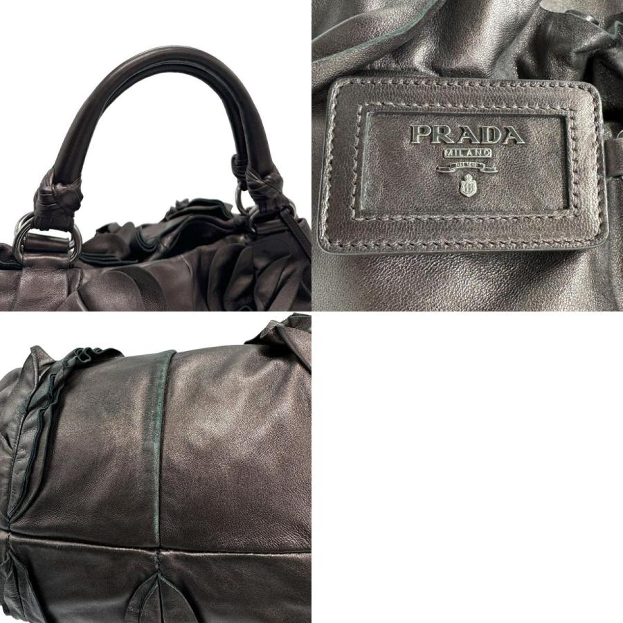 PRADA（プラダ） ハンドバッグ レザー メタリックブラウン : ブランド
