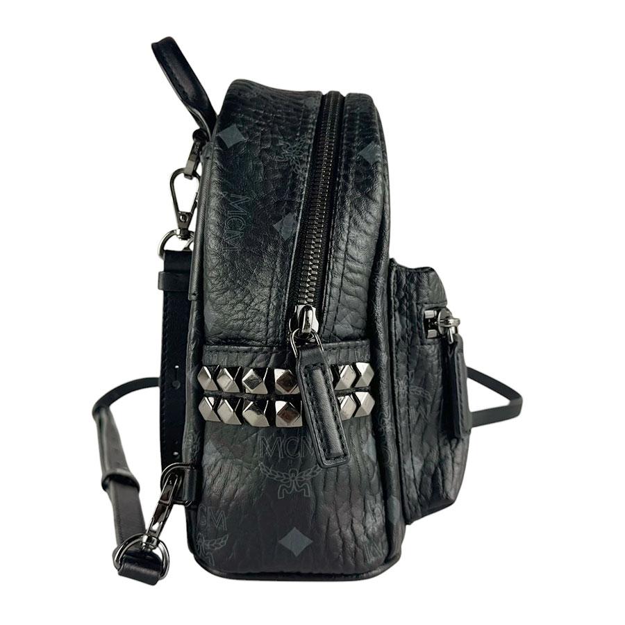 ✨️極美品✨️ MCM リュック 肩掛け 総柄 ブラック レザー ロゴ MCM（エムシーエム） エム シー エム リュック レザー ブラック