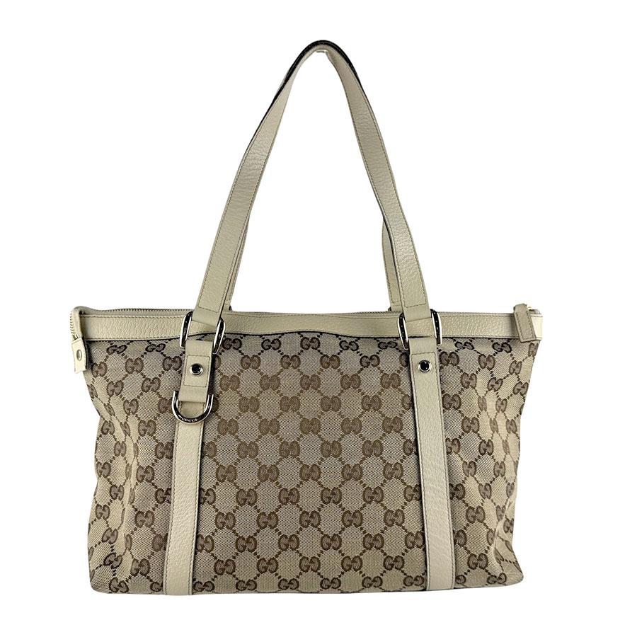 GUCCI（グッチ） ハンドバッグ キャンバス/レザー アイボリー/ブラウン