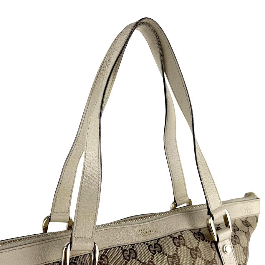 GUCCI（グッチ） ハンドバッグ キャンバス/レザー アイボリー/ブラウン
