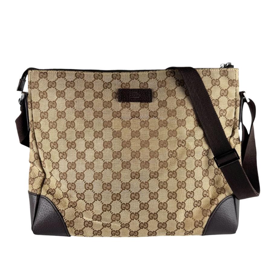 GUCCI（グッチ） ショルダーバッグ GGキャンバス/レザー ブラウン