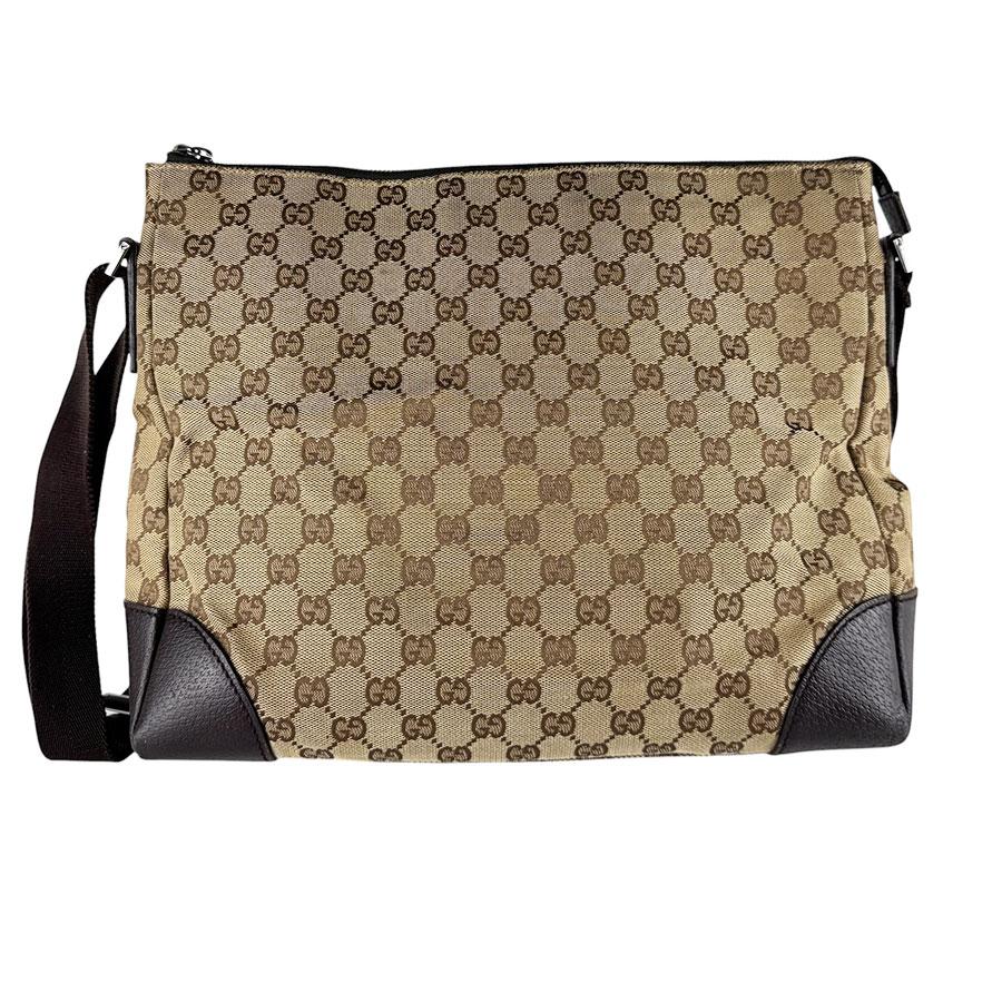 GUCCI（グッチ） ショルダーバッグ GGキャンバス/レザー ブラウン