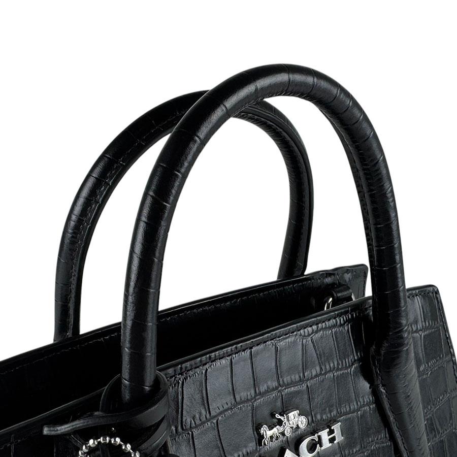 【極美品】コーチ ショルダーバッグ シグネチャー レザー ブラック　保存袋付き COACH（コーチ） ハンドバッグ ショルダーバッグ 型押しレザー