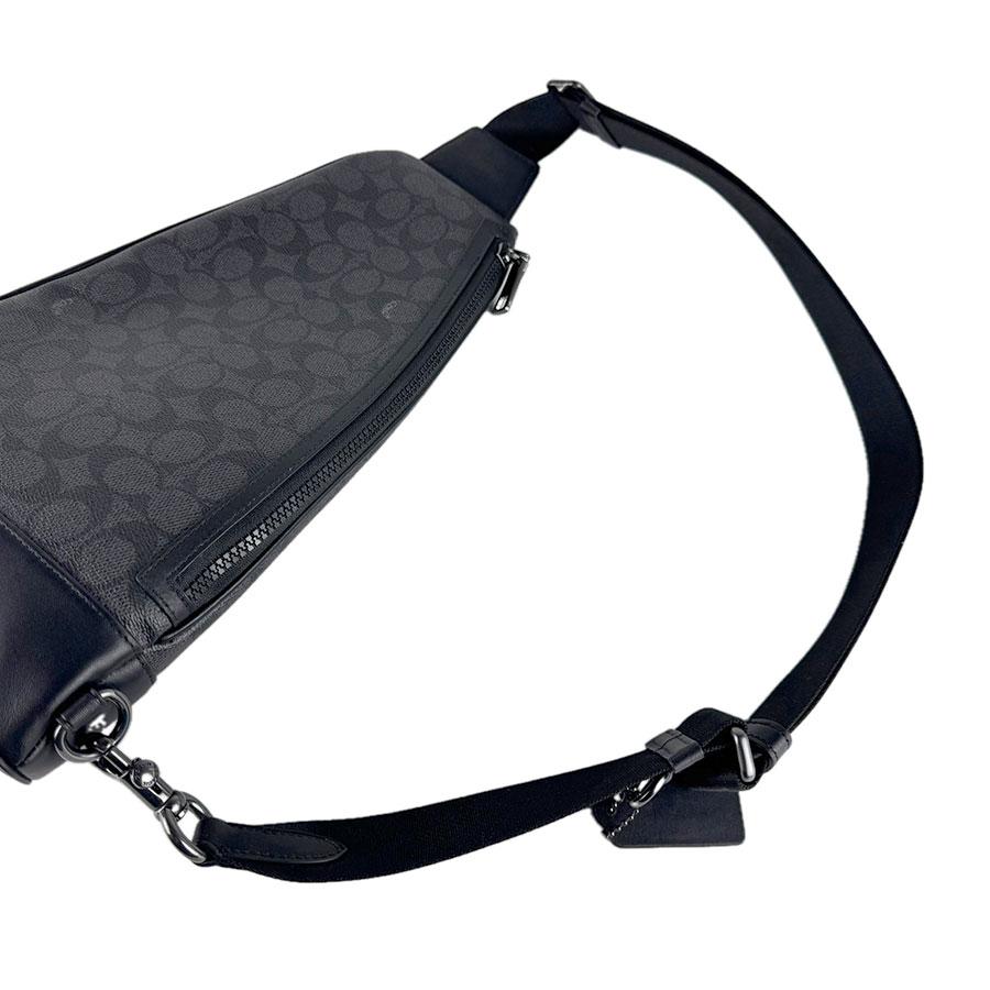 【美品】COACH コーチ ボディバッグ PVC ×レザー ブラック× ブラウン COACH（コーチ） ボディバッグ PVC/レザー ブラック/グレー : ブランド