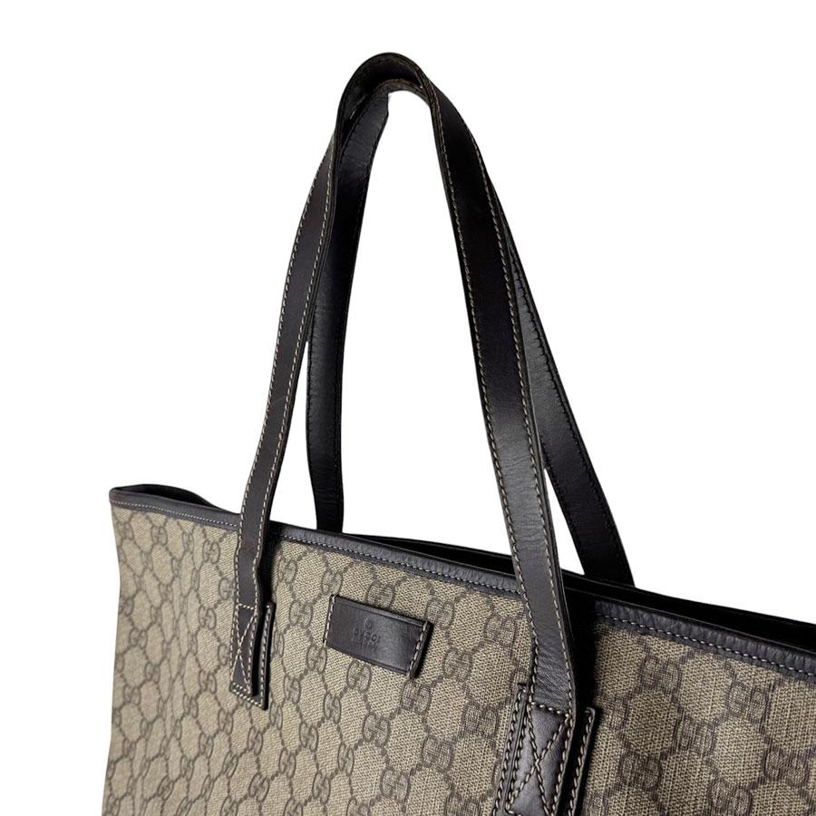 【美品】グッチ トートバッグ GGスプリーム PVC レザー ブラウン GUCCI（グッチ） トートバッグ GGスプリームキャンバス/レザー