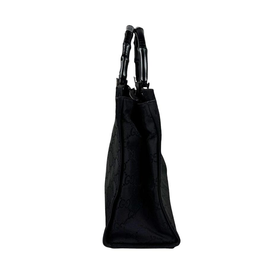 ◆GUCCI グッチ バンブーハンド ナイロントートバッグ ブラック GUCCI（グッチ） ハンドバッグ バンブー ナイロンキャンバス ブラック