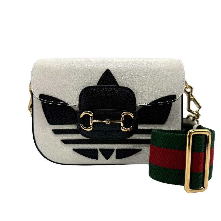 GUCCI グッチ ショルダーバッグ ×adidas レザー ホワイト GUCCI グッチ ショルダーバッグ ×adidas レザー ホワイト