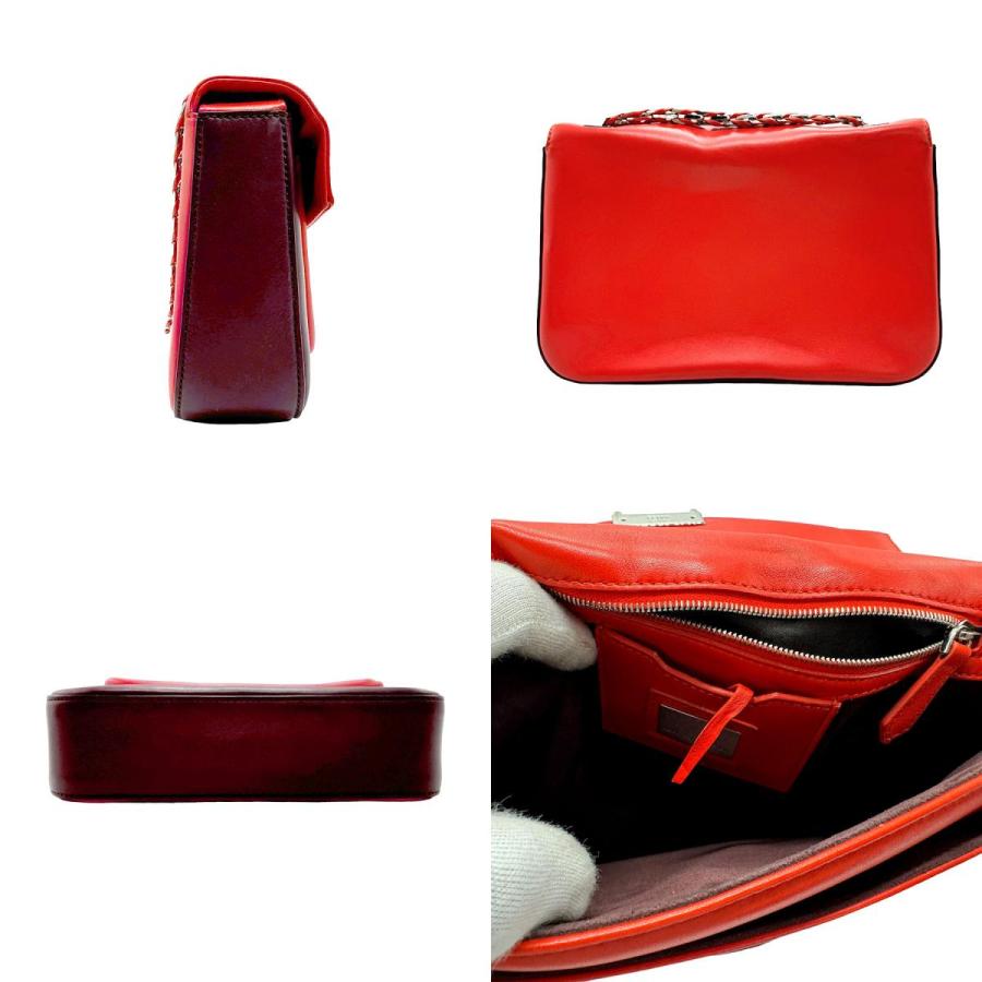 FENDI（フェンディ） ショルダーバッグ レザー レッド×ボルドー