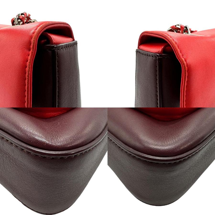 FENDI（フェンディ） ショルダーバッグ レザー レッド×ボルドー