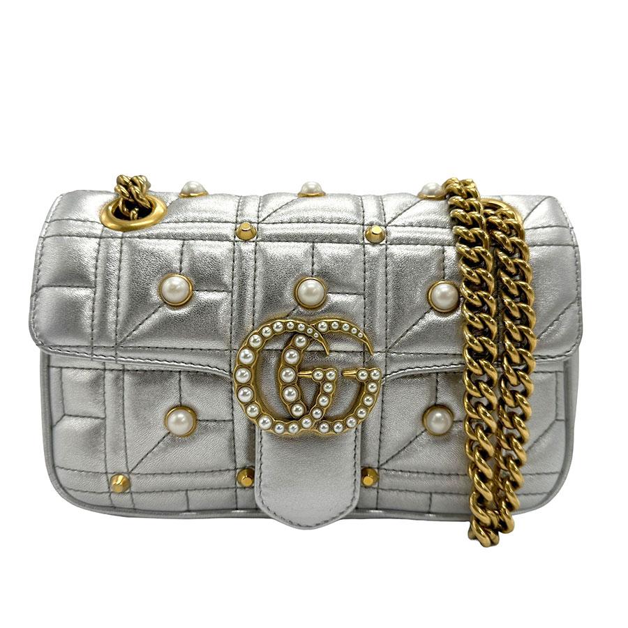 ♡正規品GUCCI グッチ GGマーモント スモール ショルダーバッグ パール GUCCI（グッチ） ショルダーバッグ GGマーモント レザー/フェイク