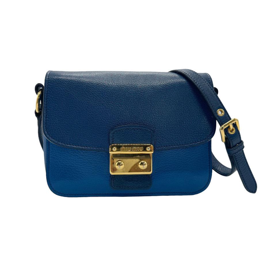 ミュウミュウ MIUMIU ショルダーバッグ レザー ネイビー×ブルー 