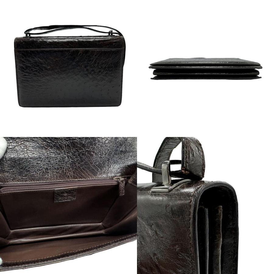 GUCCIオーストリッチレザー ショルダーバッグ ハンドバッグ GUCCI（グッチ） ショルダーバッグ オーストリッチ ダークブラウン