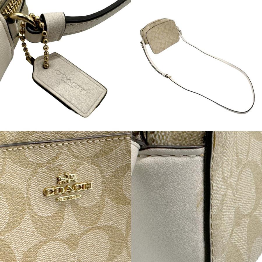 美品　COACH シグネチャー ショルダーバッグ　アイボリー　ベージュ COACH（コーチ） ショルダーバッグ シグネチャー レザー ベージュ