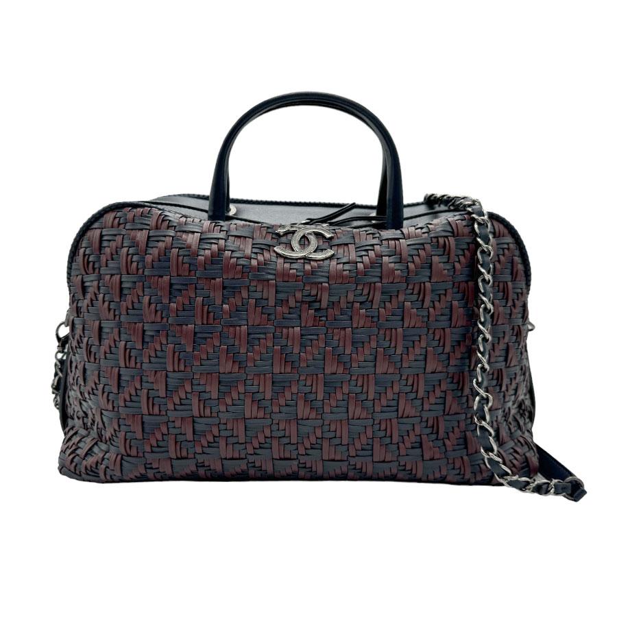 CHANEL ボルドー ネイビー ショルダーバッグ CHANEL シャネル ハンドバッグ ショルダーバッグ レザー