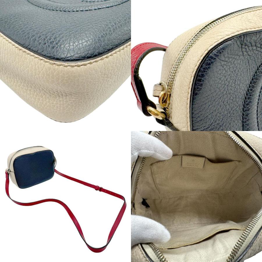 GUCCI（グッチ） ショルダーバッグ ソーホー レザー ネイビー×レッド