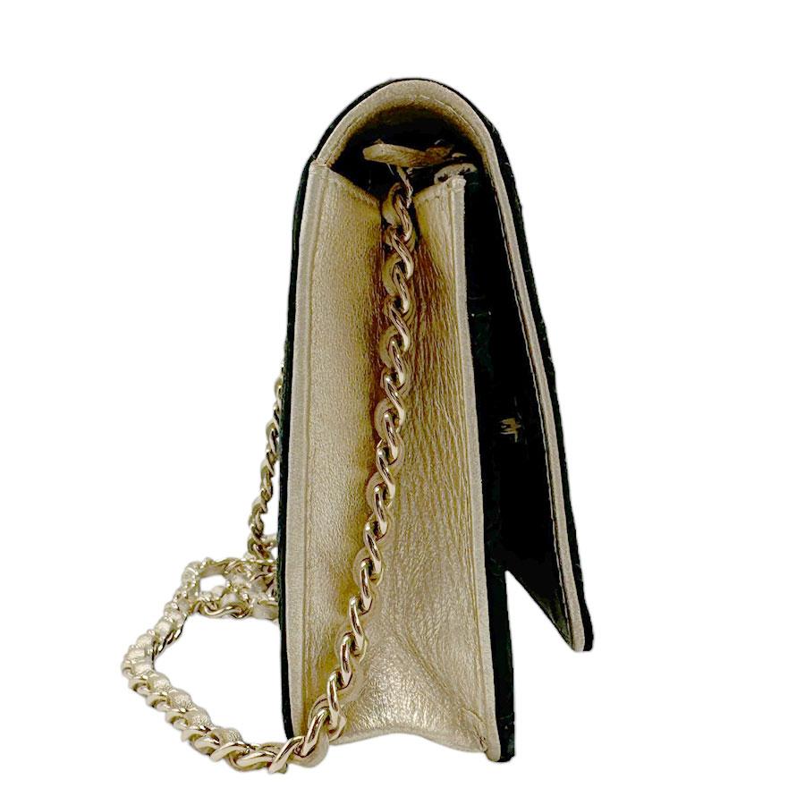 CHANEL シャネル チェーンウォレット サテン/レザー ブラック