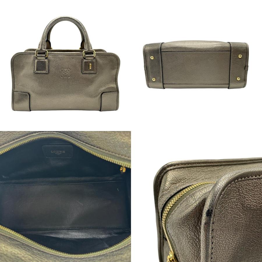 LOEWE（ロエベ） ハンドバッグ アマソナ 28 レザー メタリックカーキ