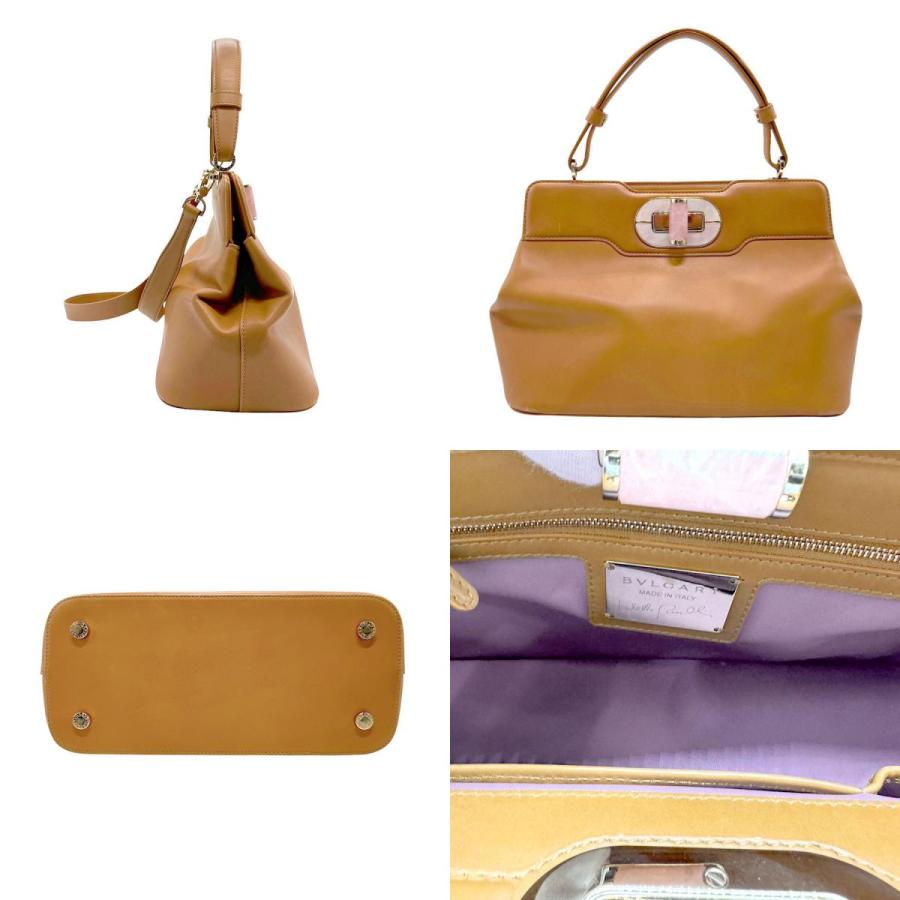 BVLGARI（ブルガリ） ハンドバッグ ショルダーバッグ レザー キャメル