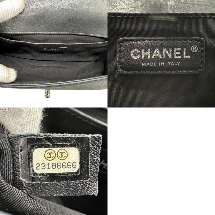 シルバー❤︎CHANEL ブラックレザー ショルダーバッグ✨ CHANEL（シャネル） ショルダーバッグ ボーイシャネル レザー/メタル