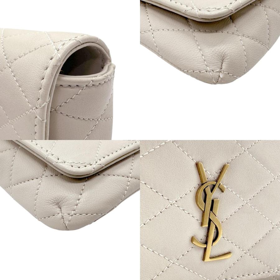 サンローラン SAINT LAURENT ショルダーバッグ レザー ライトベージュ