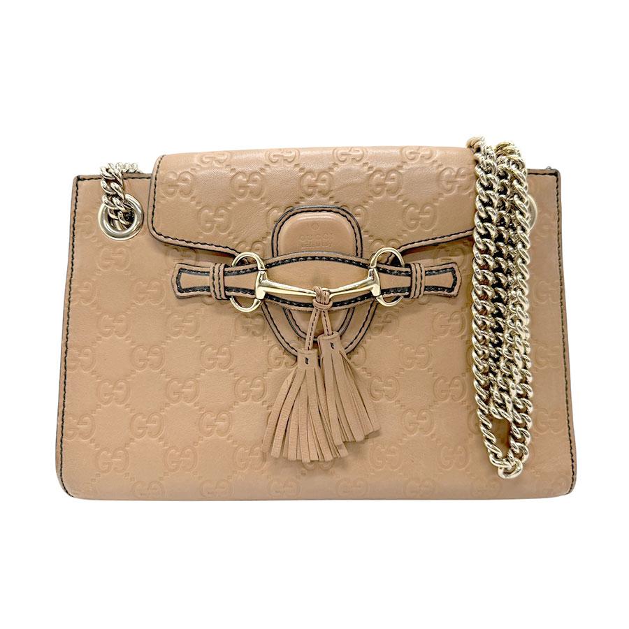 GUCCI レザー キャメル レザー　ショルダーバッグ ブラウン GUCCI（グッチ） ショルダーバッグ レザー キャメル : ブランド