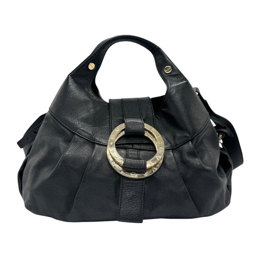 本物 ブルガリ BVLGARI チャンドラ ショルダーバッグ レザー ブラック 34055 Chandra バッグ 中古 BVLGARI - 本物 ブルガリ BVLGARI チャンドラ ショルダーバッグ レザー