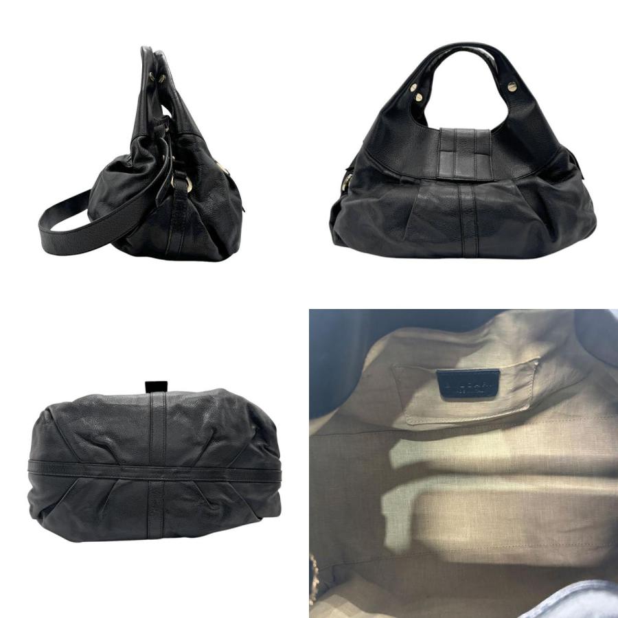 BVLGARI チャンドラ ハンドバッグ ブラック　キャンバス　レザー BVLGARI（ブルガリ） ハンドバッグ ショルダーバッグ チャンドラ