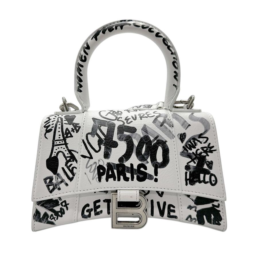 美品 バレンシアガ レザー 2way ショルダーバッグ アワーグラス ホワイト BALENCIAGA バレンシアガ ハンドバッグ 斜め掛けショルダー
