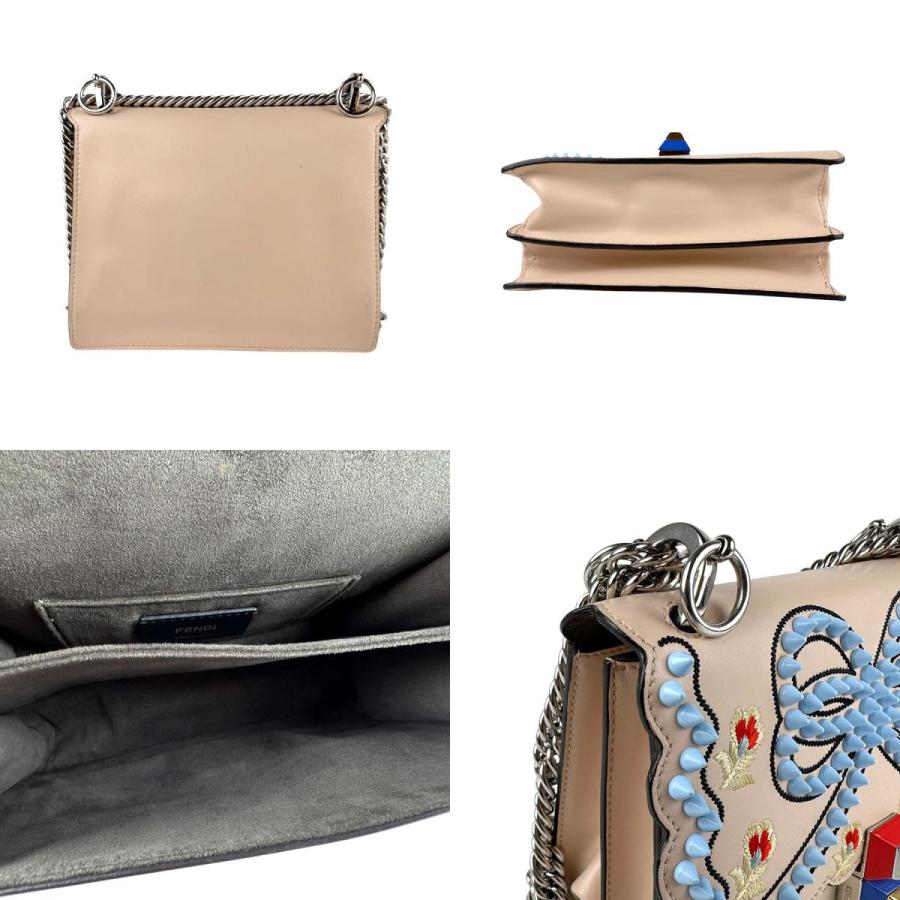 FENDI フェンディ ショルダーバッグ キャナイ レザー/メタル ピンク