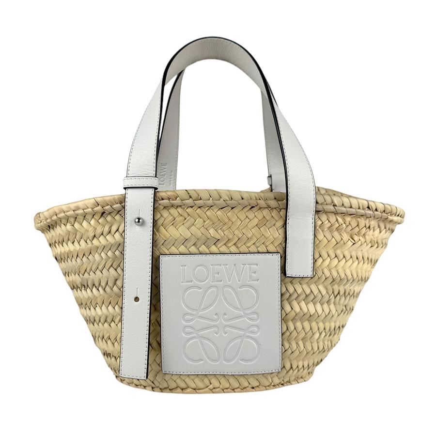 LOEWE ロエベ ハンドバッグ かごバッグ アナグラム ストロー/レザー 