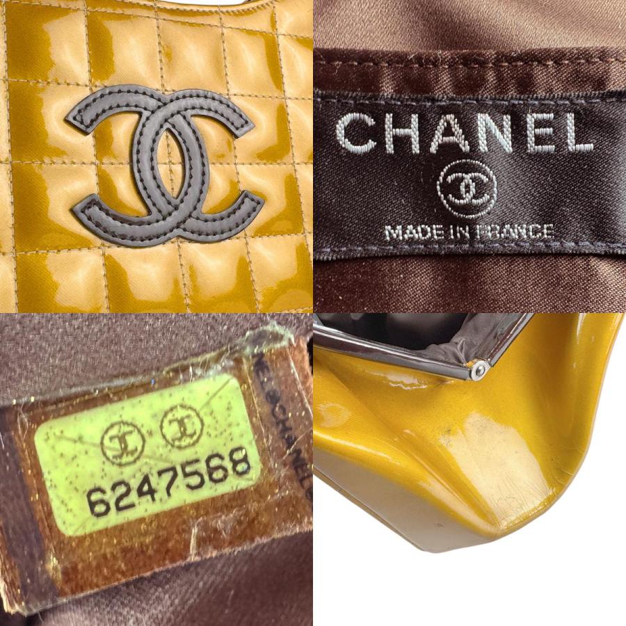 CHANEL シャネル ショルダーバッグ パテントレザー オレンジイエロー