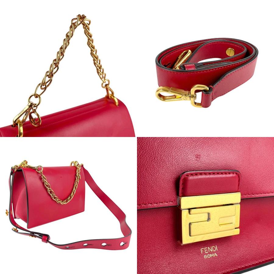 FENDI ショルダーバッグ キャンユー レッド ブラウン ゴールド